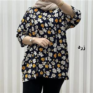 بلوز نخی زنانه بابونه فری سایز تا 52 کد 1731 تنخور راحت چهارفصل کمربنددار
