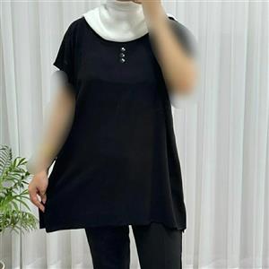 تاپ زنانه نخی شسته شده فری سایز مناسب تا سایز 50 چهارفصل تنخور آزاد و راحت