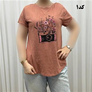 تیشرت طرحدار وارداتی نخ پنبه چهارفصل زنانه دخترانه سایز S تا XXXL کد 1175