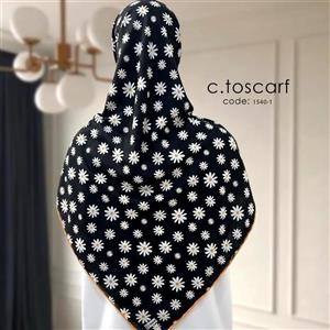 روسری طرح بابونه طوسی نخ کاستوم قواره بزرگ 140 سانتیمتر