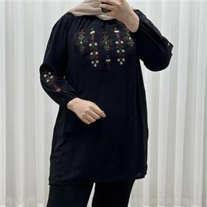 تونیک گلدوزی آی جان نخی شسته شده فری سایز تا 48 چهارفصل کمربنددار بدون آبرفت و رنگ رفت سایه نمیندازد
