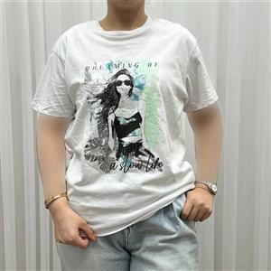 تیشرت نخ پنبه LC Waikiki چهارفصل زنانه سایزبزرگ تنخور راحت کد 1143