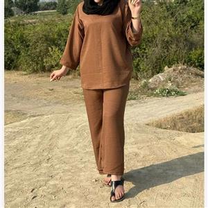 ست بلوز شلوار صوفیا فری سایز زنانه مناسب تا سایز 50 چهارفصل شیک و راحت بدون آبرفت و رنگ رفت