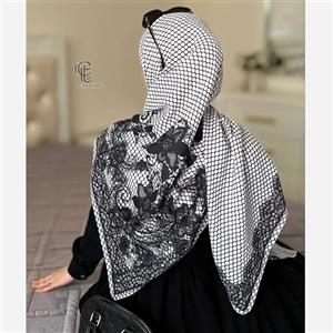 روسری نخی کاستوم طرح گیپور سایز 140 در 140