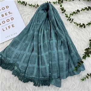 شال چهارخانه سنگشور ساده وارداتی نخی قواره بزرگ 200×85 بدون آبرفت و چروک