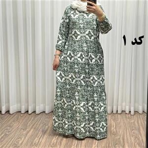 پیراهن ساحلی زنانه مدل خشت کد 714 فری سایز تا 46 جنس فلور بوگاتی قابل استفاده چهار فصل کمربنددار شیک و راحت