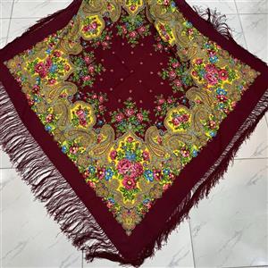 روسری ترکمن نخی شاهصنم ترک مدل 1657 قواره 140-150 سانت وارداتی ریشه دستباف