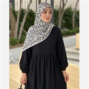 روسری نخی طرح مهری قلب ریز و درشت شیری