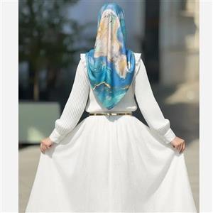 روسری نخی کاستوم طرح اطلس قواره 110 دور دوخت