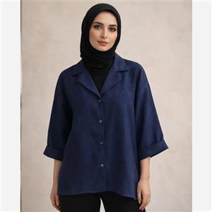 شومیز زنانه لنین اورسایز یقه انگلیسی بهاره آبی آسمانی کد 12345