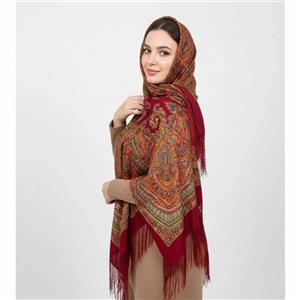روسری ترکمن اصل ترکیه جنس نخی قواره بزرگ ریشه دستباف چهار فصل کد 1380