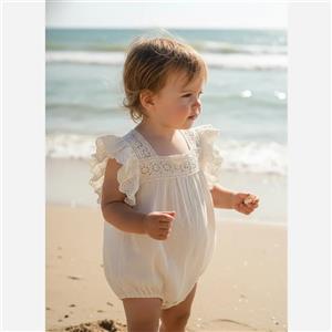 بادی دخترانه وارداتی یقه دانتل خنک سایز 0 تا 24 ماه