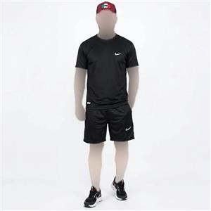 تیشرت و شلوارک مردانه پاشگاهی NIKE مشکی کد 11573 با جنس فلامنت سوزنی