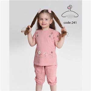 ست تاپ و شلوارک دخترانه جنس بلوز پنبه لاکرا و شلوارک کتان سایز 40 تا 55