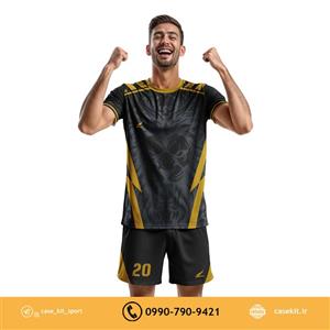 پیراهن شورت ورزشی طرح مشکی طلایی/کد 43کیس کیت