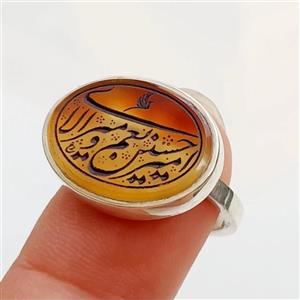 انگشتر عقیق خطی نقره دستساز مردانه 