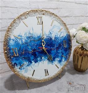 ساعت دیواری رزینی ابی و سفید