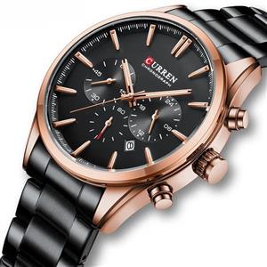 ساعت مچی مردانه کارن 8446 مشکی-رزگلد CURREN سه موتور فعال