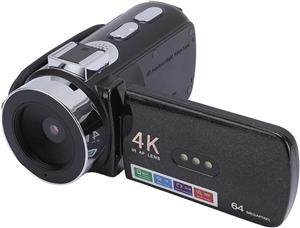 دوربین فیلمبرداری، دوربین دیجیتال 64 مگاپیکسلی 4K برای عکاسی، دوربین ولاگینگ با زوم دیجیتال 28X، فوکوس خودکار، صفحه نمایش چرخان 3 اینچی و چراغ LED، ضبط کننده ویدیویی دوربین دیجیتال