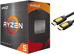 پردازنده دسکتاپ 6 هسته ای AMD-Ryzen 5 5600X نسل چهارم با خنک کننده Wraith Stealth، 12 رشته، آنلاک شده، 3.7 گیگاهرتز تا 4.6 گیگاهرتز، سوکت AM4، معماری هسته Zen 3، فناوری StoreMI به همراه کابل HDMI Mytrix