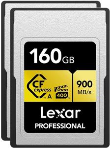 کارت حافظه 160 گیگابایتی CFexpress Type-A لکسار سری Gold Professional، بسته 2 عددی