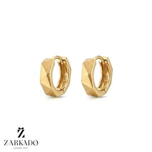 گوشواره حلقه ای طلا طرح هندسی مات و اینه ای