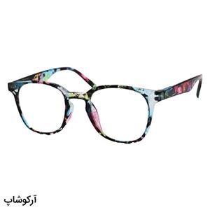 عینک مطالعه نمره  2.00 نزدیک بین با فریم چند رنگ، مربعی شکل و دسته فنری مدل 22-32