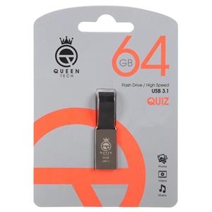 فلش (گارانتی مادام العمر شرکت آی تین) مشکی Queen QUIZ USB3.1 Flash Memory - 64GB