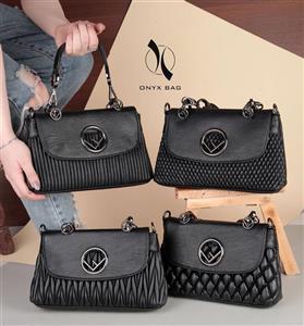 کیف مجلسی زنانه چرم دستی دوشی فندی برند اونیکس onyx مشکی شیک وارداتی جدید رسمی شب