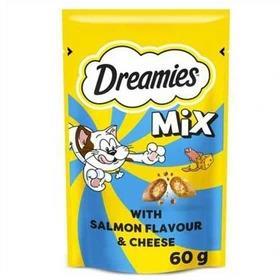 تشویقی گربه دریمز با طعم ماهی سالمون و پنیر گرم Dreamies Snack With Salmon and Chese 60