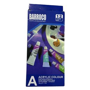 رنگ اکریلیک پک 12 رنگ 6 میل مدل EN713 باروکو BARROCO (مخصوص ایربراش و انواع طراحی )
