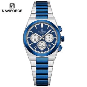 ساعت مچی کرنوگراف زنانه نیوی فورس NAVIFORCE مدل Nf8048 موتور ژاپن آبی