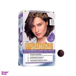 کیت رنگ مو لورآل (Loreal) مدل Excellence شماره 5٫11 حجم 48 میلی‌ لیتررنگ قهوه ای روشن