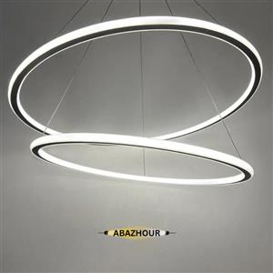 لوستر مدرن دو حلقه ای LED با ریموت کنترل کد CM417