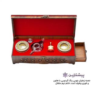 جعبه چوبی کادویی زعفران داخل جیر مدل 05