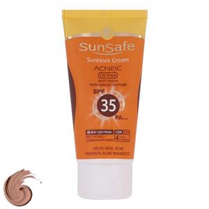 کرم ضدآفتاب و آنتی‌آکنه رنگی سان‌سیف مدل SPF35، مناسب پوست‌های چرب، حجم 50 میلی‌لیتر