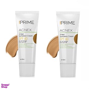 کرم ضد آفتاب رنگی پریم مدل Acnex SPF60 رنگ بژ روشن حجم 40 میلی لیتر مجموعه 2 عددی