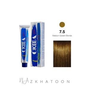 رنگ مو 100میل اکیا OKEEA سری GOLDEN شماره 7/5 بلوند طلایی متوسط