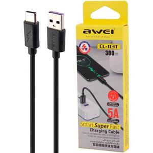 کابل کوتاه تایپ سی فست شارژ Awei CL-113T 5A 30cm کد 8812