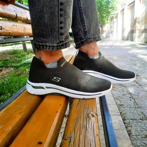کتانی اسپرت جورابی مردانه طبی مدل اسکیچرز(SKECHERS)|رانینگ|سایز41-44|سبز-زیتونی|تنفسی