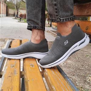 کتانی اسپرت جورابی مردانه طبی مدل اسکیچرز(SKECHERS)|رانینگ|سایز41-44|طوسی|تنفسی