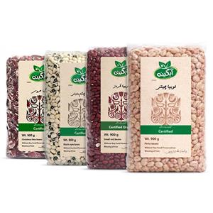لوبیا چیتی و لوبیا عروس و لوبیا قرمز و لوبیا چشم بلبلی آبگینه - 900 گرم بسته 4 عددی