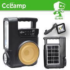 اسپیکر بلوتوثی و چراغ خورشیدی چندکاره CCLAMP مدل CL‑830 | پشتیبانی از FM، USB، کارت حافظه، نورپردازی قوی و شارژ خورشیدی