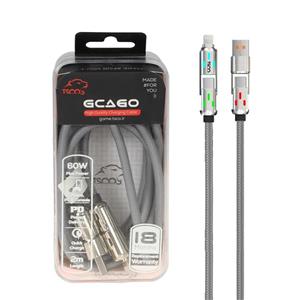 کابل شارژ PD و فست چهارکاره 2 متری TSCO مدل GCA60 60W - طوسی (گارانتی 18 ماهه تسکو)