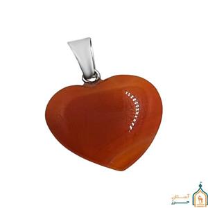 گردنبند شرف شمس زنانه نقره مدل قلبی با سنگ عقیق یمنی 