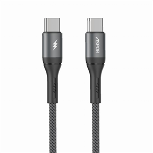 کابل شارژ و دیتا آسپور مدل ASPOR AC55 – USB‑C to USB‑C – توان 60 وات – طول 1 متر