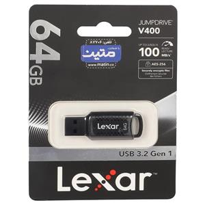فلش Lexar JUMPDRIVE V400 USB3.2 Flash Memory-64GB - (گارانتی متین) مشکی