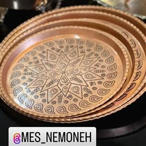سینی مسی ترمه قرمز سایز 7 قطر  30 سانت