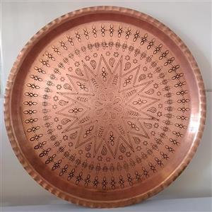 سینی گرد مسی قطر 22طرح دار زنجان نانو شده