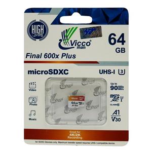 رم میکرو 64 گیگ ویکومن Vicco Man Final 600x Plus U3 V30 A1 90MB/s